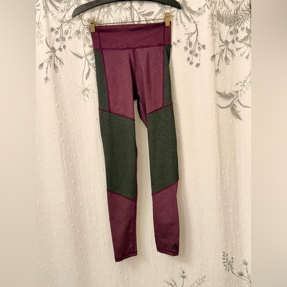 adidas Pants - adidas Women's Burgundy and Charcoal Leggings